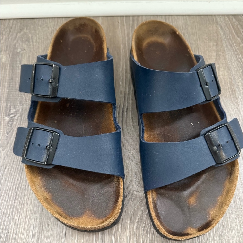 Navy Blue Double Strap Birkenstock Sandals